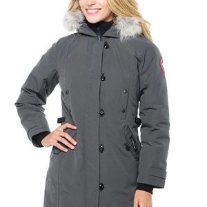 Canada Goose Kensington Slim Fit Down Parka w/Genuine Coyote Fur Trim-Graphite-L